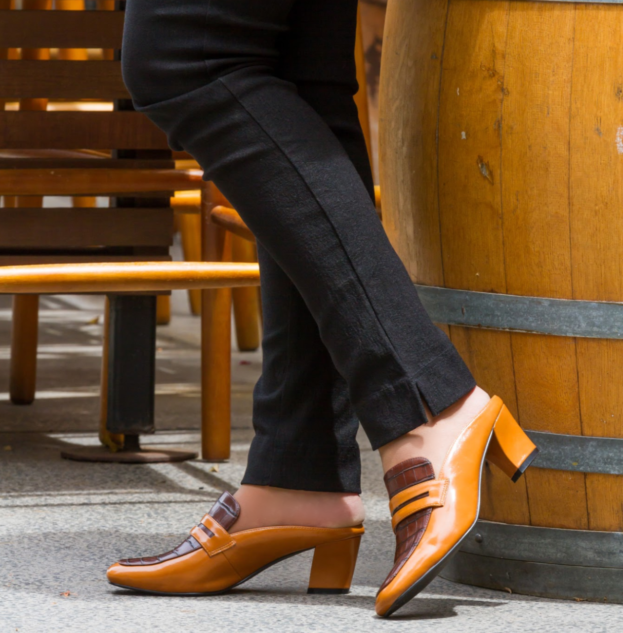 Square Toe Low Heel Mule Loafer Carmel SCARLETTOS Australia